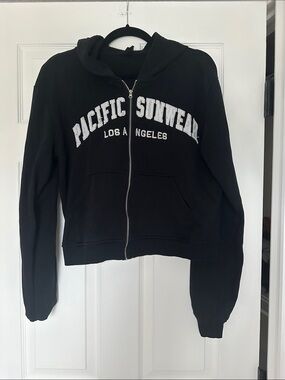 Pacific Sunwear Black Hoodie with White Arch Logo